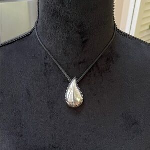 Brighton chunky teardrop necklace with black cord